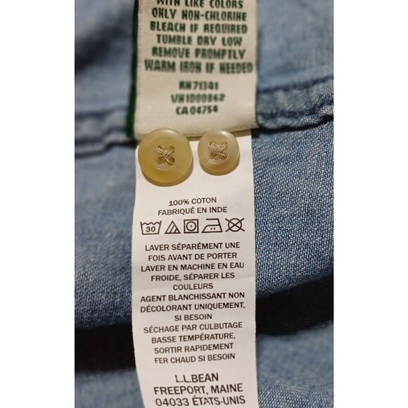 LL Bean Womens Plus Size 3X Denim Chambray Long Sleeve Shirt Heritage Americana - Picture 6 of 9